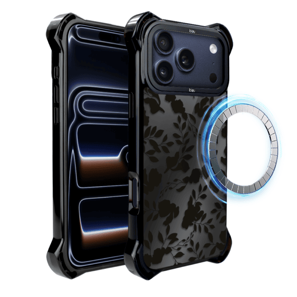 Etui do iPhone 17 Pro IBIZU DropGuard Ultra z MagSafe, Midnight, Cienie liści