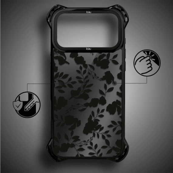 Etui do iPhone 17 Pro Max IBIZU DropGuard Ultra z MagSafe, Midnight, Cienie liści, poprawne (2)