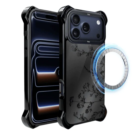 Etui do iPhone 17 Pro Max IBIZU DropGuard Ultra z MagSafe, Midnight, Dotyk kwiatów (5)