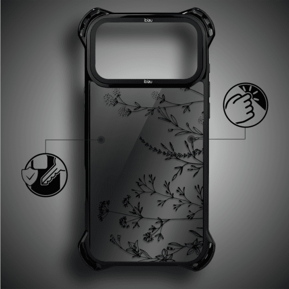 Etui do iPhone 17 Pro Max IBIZU DropGuard Ultra z MagSafe, Midnight, Dotyk kwiatów (6)
