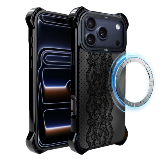 Etui do iPhone 17 Pro Max IBIZU DropGuard Ultra z MagSafe, Midnight, Ornamentowa koronka (6)