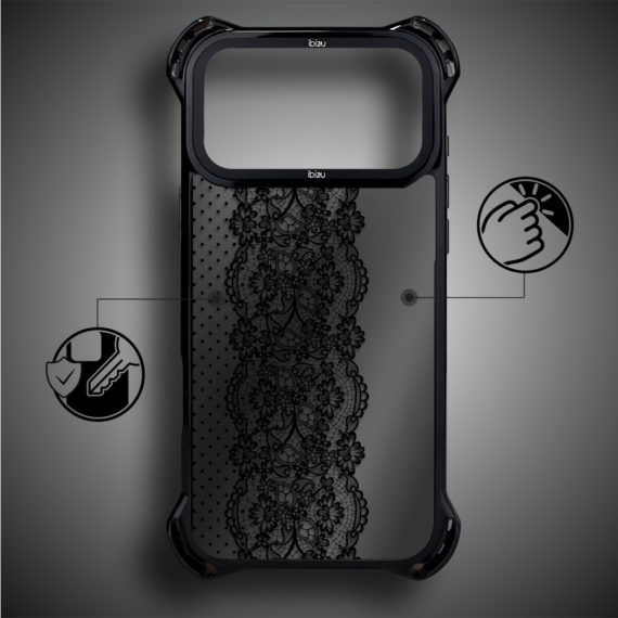 Etui do iPhone 17 Pro Max IBIZU DropGuard Ultra z MagSafe, Midnight, Ornamentowa koronka (7)