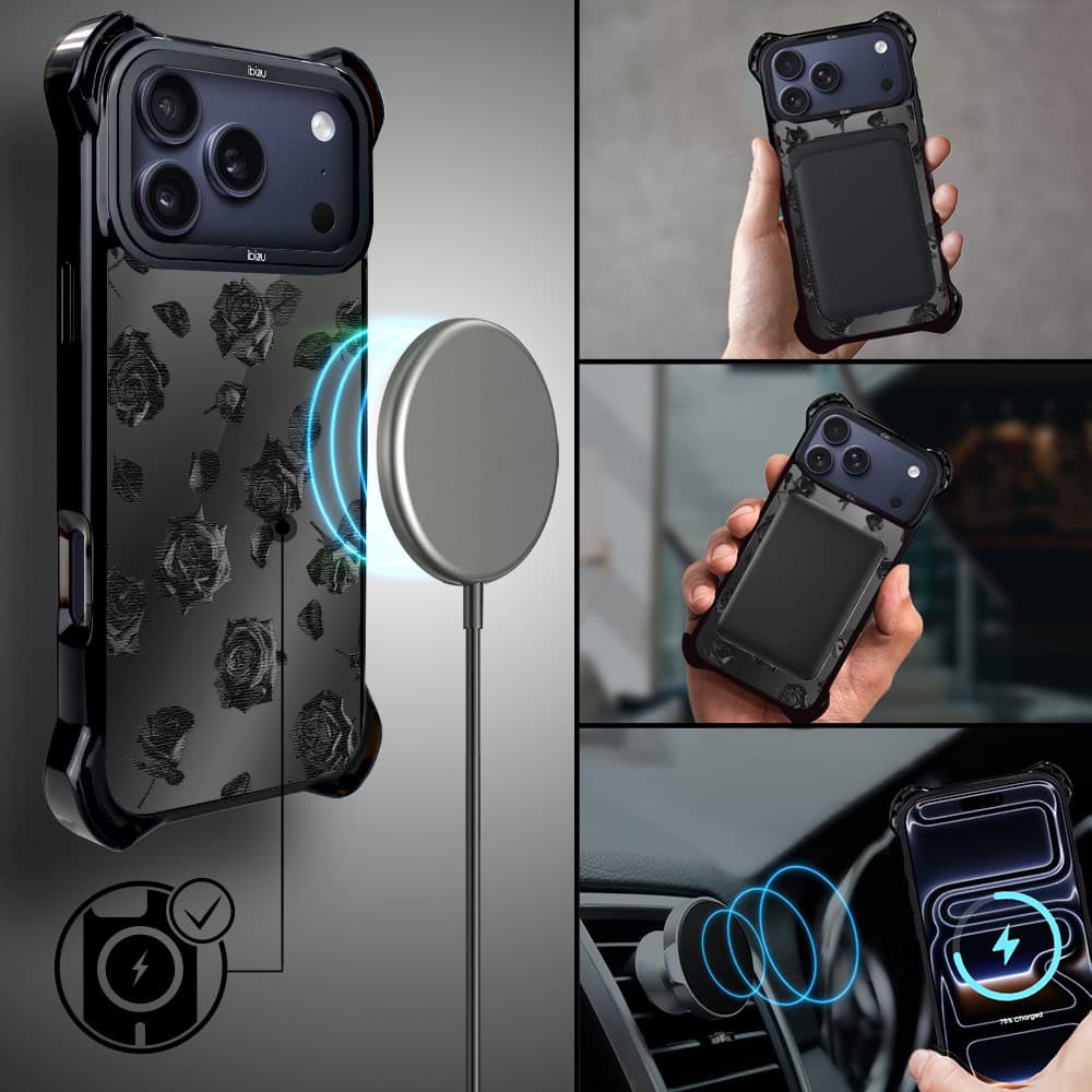 Etui do iPhone 17 Pro Max IBIZU DropGuard Ultra z MagSafe, Midnight, Sen róż, poprawne (7)