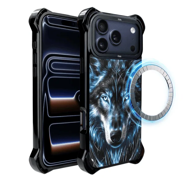 Etui do iPhone 17 Pro Max IBIZU DropGuard Ultra z MagSafe, Wilki, Lodowy wilk