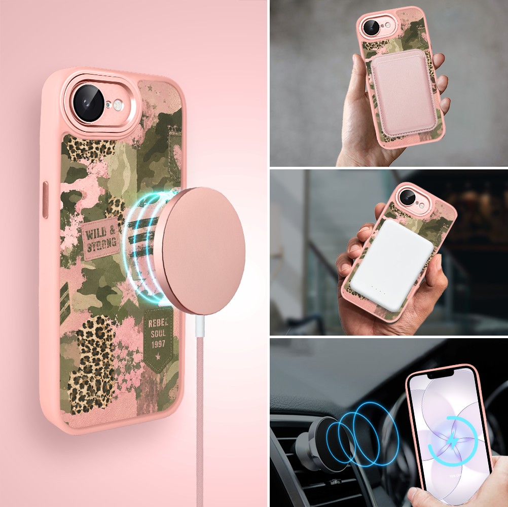 Etui do iPhone 17e Color Flush z MagSafe, z osłoną aparatu, Wild & Strong, różowe (1)