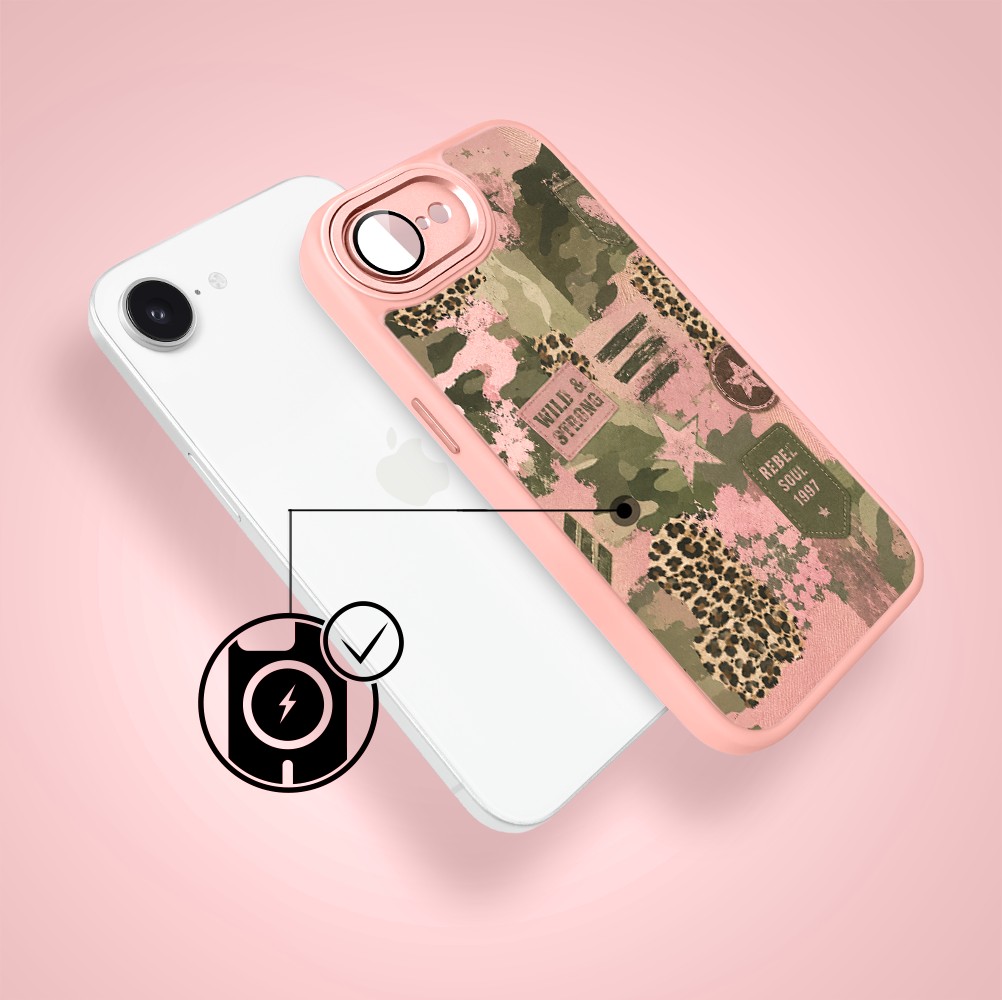 Etui do iPhone 17e Color Flush z MagSafe, z osłoną aparatu, Wild & Strong, różowe (8)