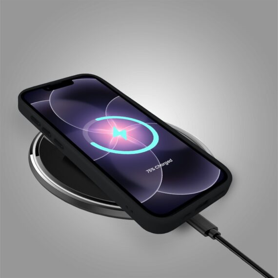 Etui do iPhone 17e Color Flush z MagSafe, z osłoną aparatu, borówkowy rytm, czarne (1)
