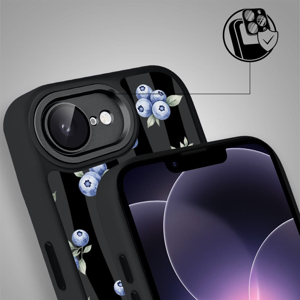 Etui do iPhone 17e Color Flush z MagSafe, z osłoną aparatu, borówkowy rytm, czarne (3)