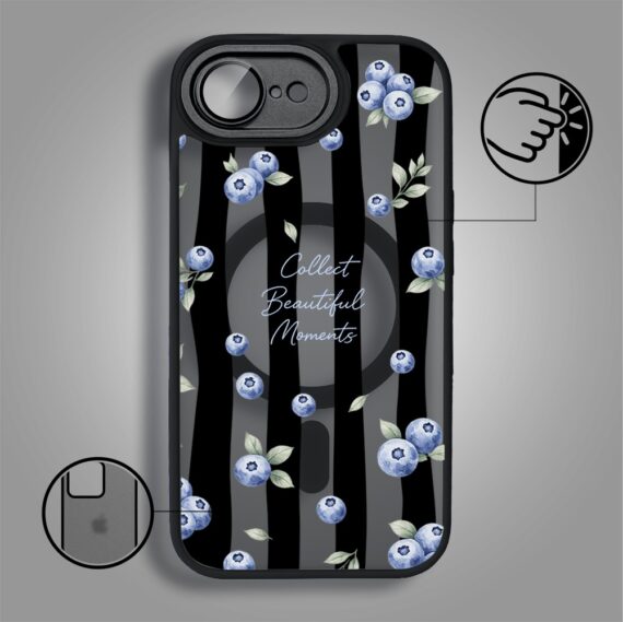 Etui do iPhone 17e Color Flush z MagSafe, z osłoną aparatu, borówkowy rytm, czarne (6)