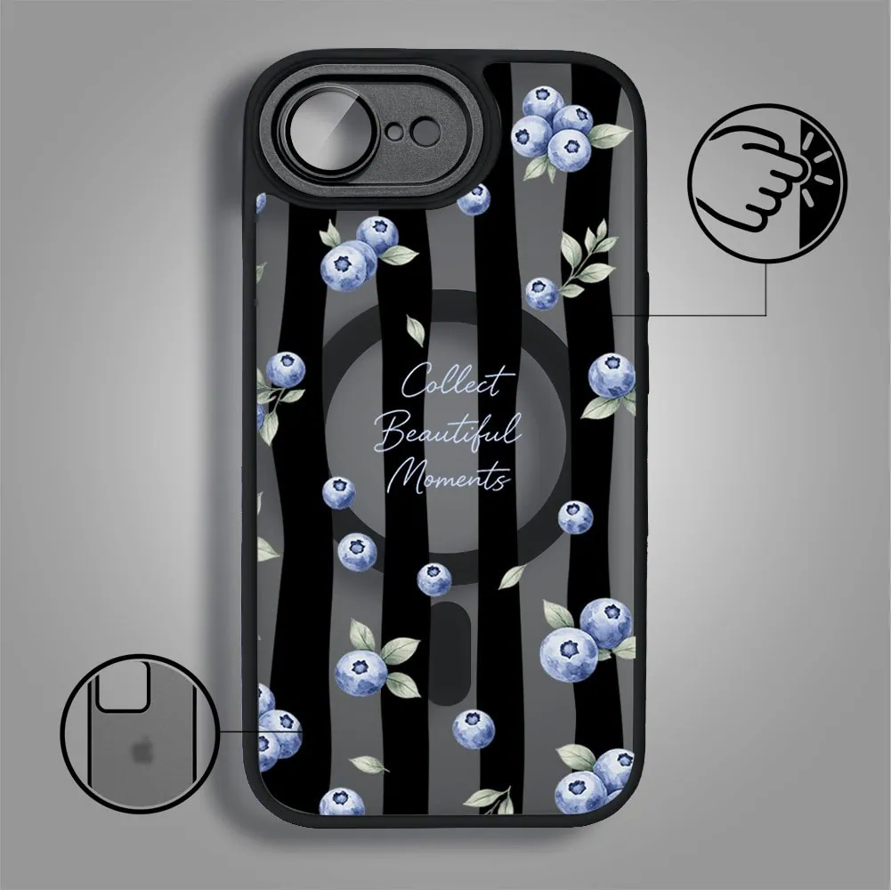 Etui do iPhone 17e Color Flush z MagSafe, z osłoną aparatu, borówkowy rytm, czarne (6)