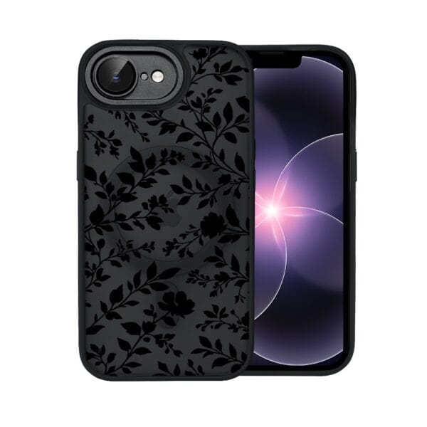 Etui do iPhone 17e Color Flush z MagSafe, z osłoną aparatu, cienisty ogród, czarne