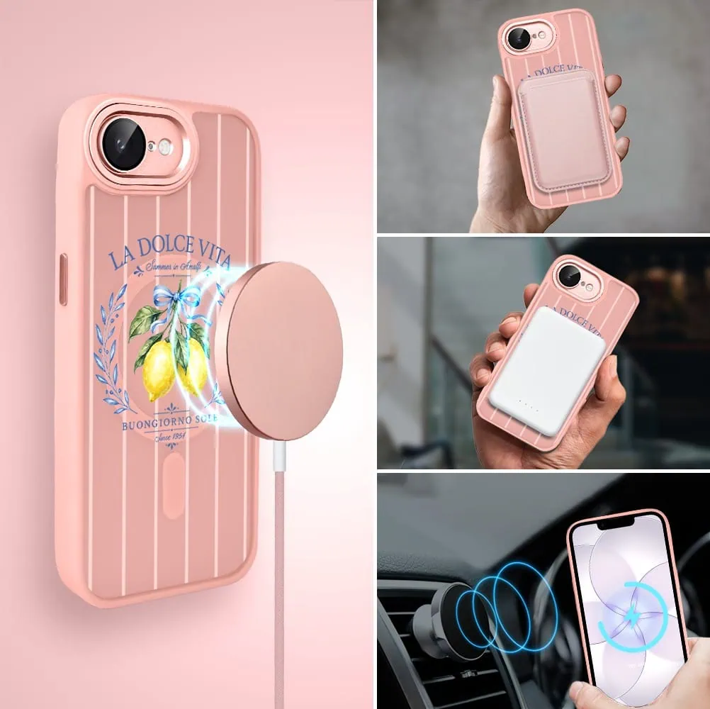 Etui do iPhone 17e Color Flush z MagSafe, z osłoną aparatu, cytrynowa dolce vita, różowe (4)