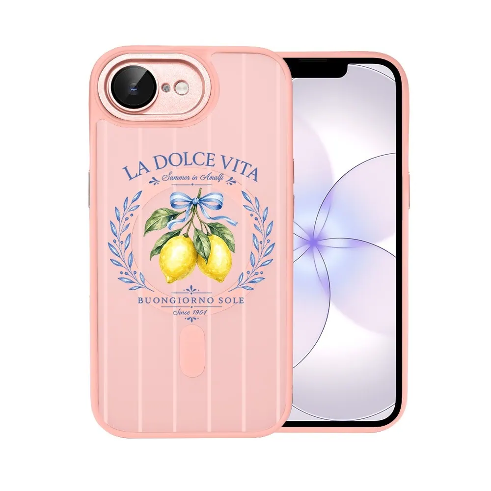 Etui do iPhone 17e Color Flush z MagSafe, z osłoną aparatu, cytrynowa dolce vita, różowe