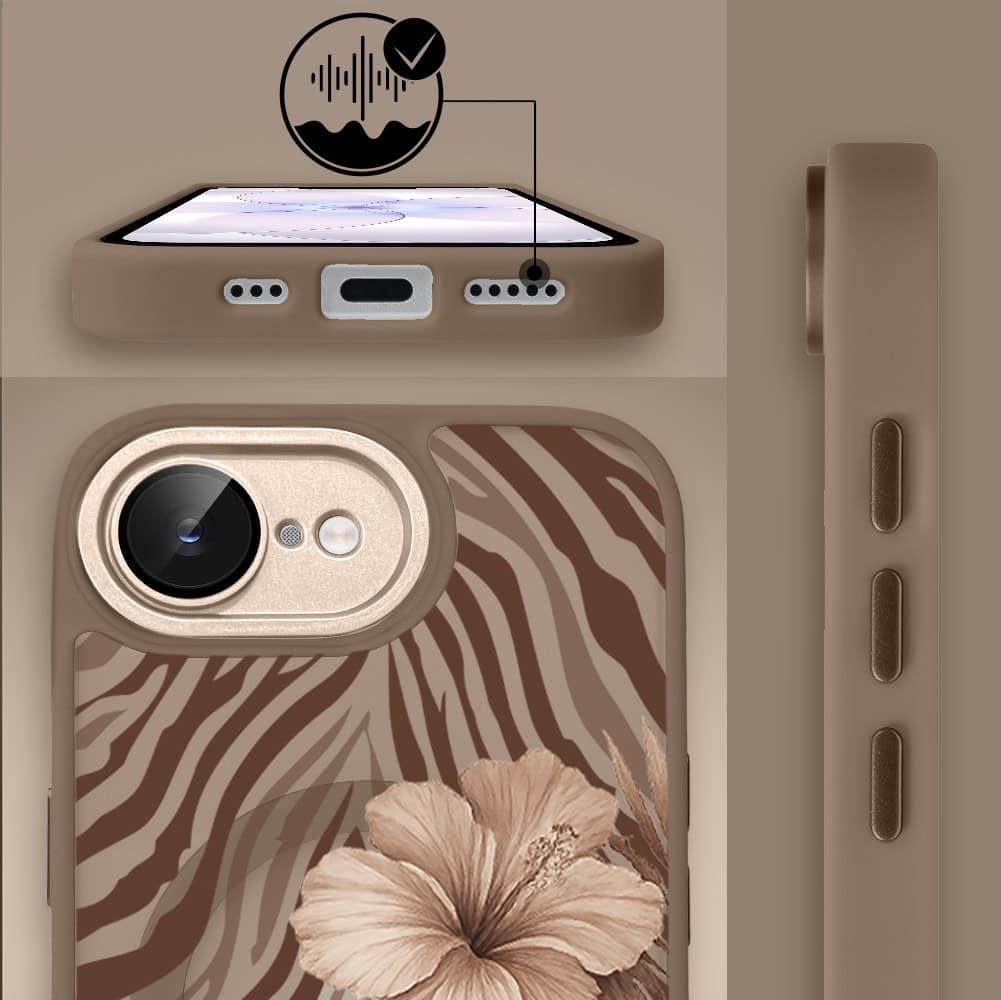 Etui do iPhone 17e Color Flush z MagSafe, z osłoną aparatu, egzotyczny hibiskus latte, pustynny brąz (2)