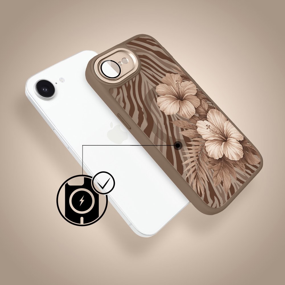 Etui do iPhone 17e Color Flush z MagSafe, z osłoną aparatu, egzotyczny hibiskus latte, pustynny brąz (4)