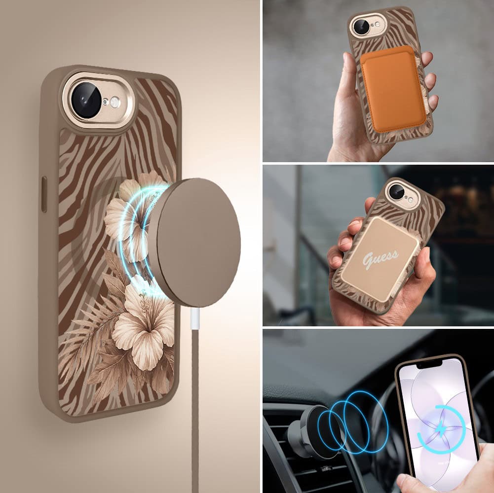 Etui do iPhone 17e Color Flush z MagSafe, z osłoną aparatu, egzotyczny hibiskus latte, pustynny brąz (5)