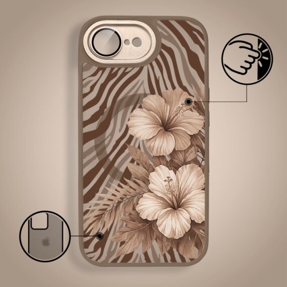 Etui do iPhone 17e Color Flush z MagSafe, z osłoną aparatu, egzotyczny hibiskus latte, pustynny brąz (6)