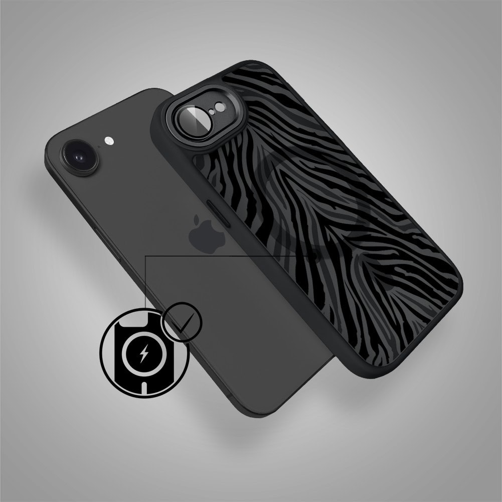 Etui do iPhone 17e Color Flush z MagSafe, z osłoną aparatu, hipnotyczna zebra, czarne (1)