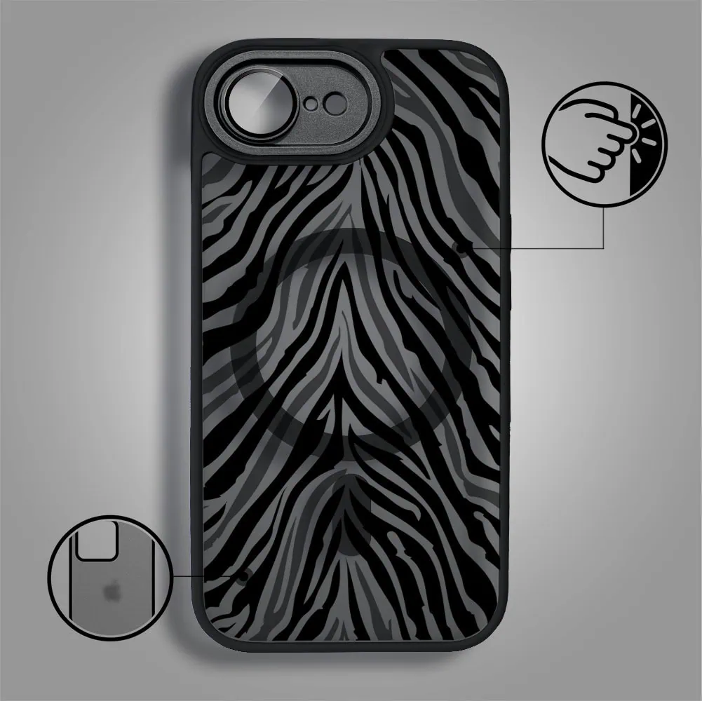Etui do iPhone 17e Color Flush z MagSafe, z osłoną aparatu, hipnotyczna zebra, czarne (7)