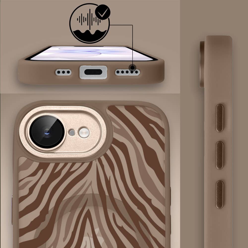 Etui do iPhone 17e Color Flush z MagSafe, z osłoną aparatu, hipnotyczna zebra, pustynny brąz (7)