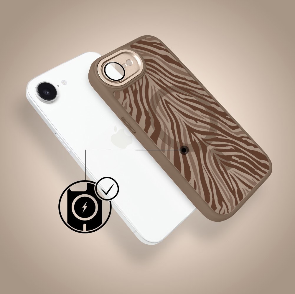 Etui do iPhone 17e Color Flush z MagSafe, z osłoną aparatu, hipnotyczna zebra, pustynny brąz (8)