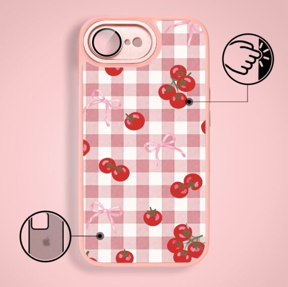 Etui do iPhone 17e Color Flush z MagSafe, z osłoną aparatu, kratka pomodoro, różowe (3)