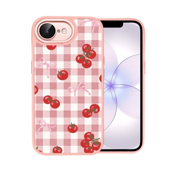 Etui do iPhone 17e Color Flush z MagSafe, z osłoną aparatu, kratka pomodoro, różowe (4)