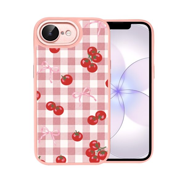 Etui do iPhone 17e Color Flush z MagSafe, z osłoną aparatu, kratka pomodoro, różowe