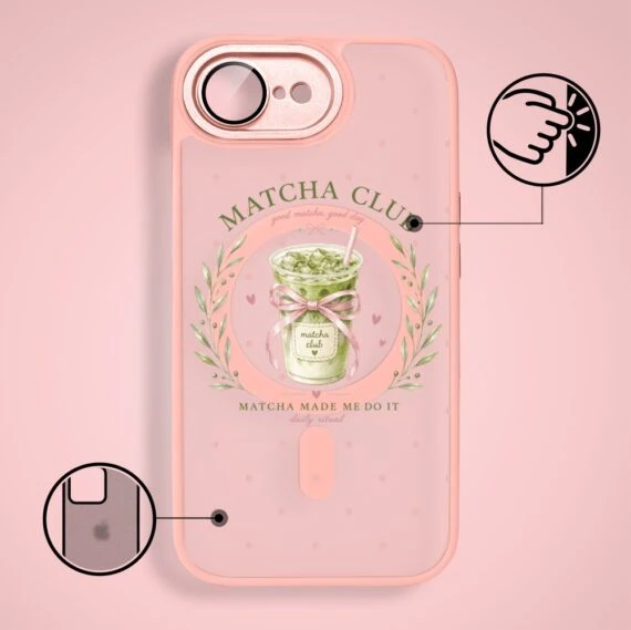 Etui do iPhone 17e Color Flush z MagSafe, z osłoną aparatu, matcha club, różowe (1)