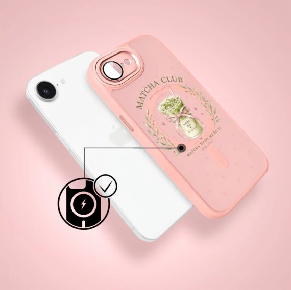 Etui do iPhone 17e Color Flush z MagSafe, z osłoną aparatu, matcha club, różowe (7)