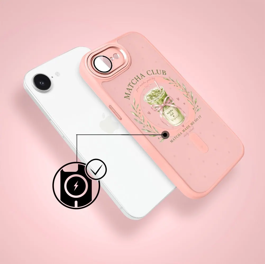 Etui do iPhone 17e Color Flush z MagSafe, z osłoną aparatu, matcha club, różowe (7)