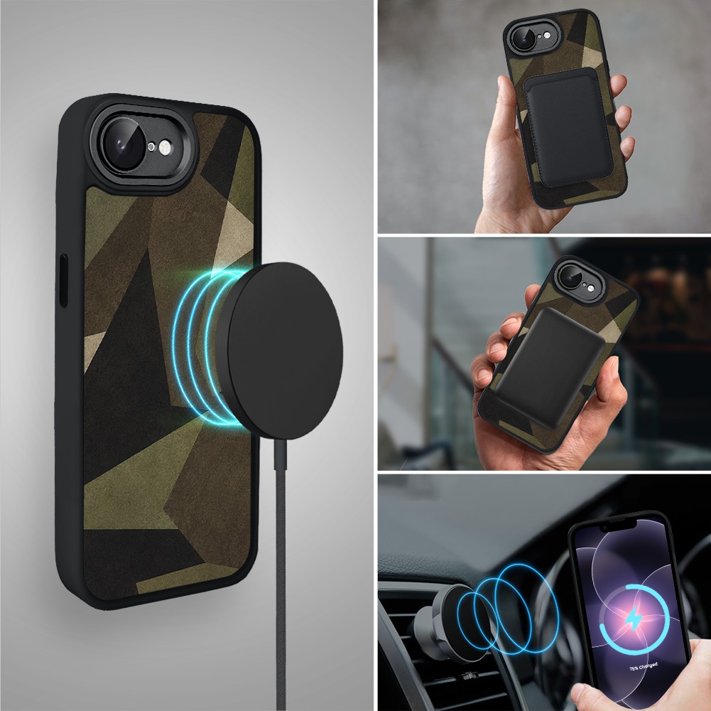 Etui do iPhone 17e Color Flush z MagSafe, z osłoną aparatu, miejskie moro, czarne (4)