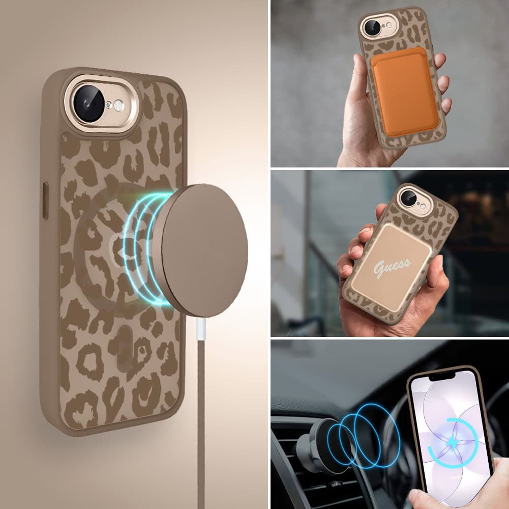 Etui do iPhone 17e Color Flush z MagSafe, z osłoną aparatu, subtelna panterka, pustynny brąz (5)