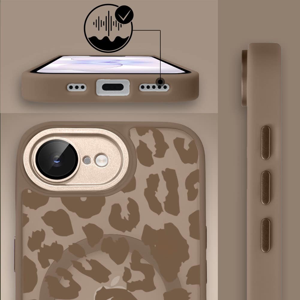 Etui do iPhone 17e Color Flush z MagSafe, z osłoną aparatu, subtelna panterka, pustynny brąz (7)