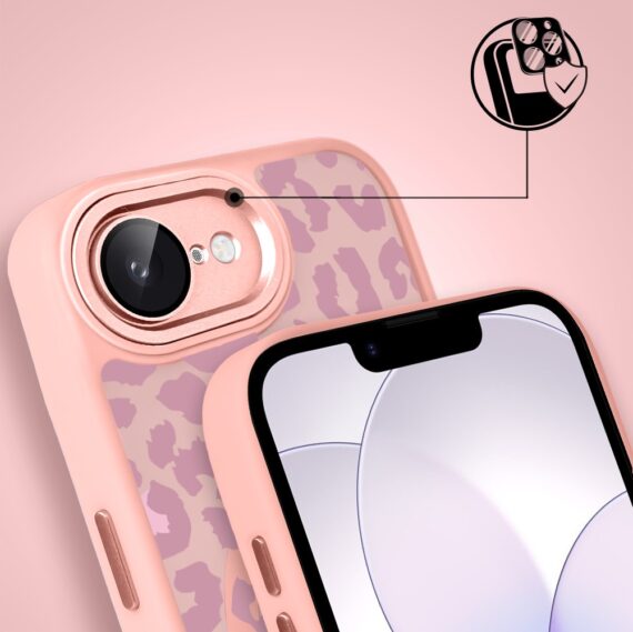 Etui do iPhone 17e Color Flush z MagSafe, z osłoną aparatu, subtelna panterka, różowe (4)