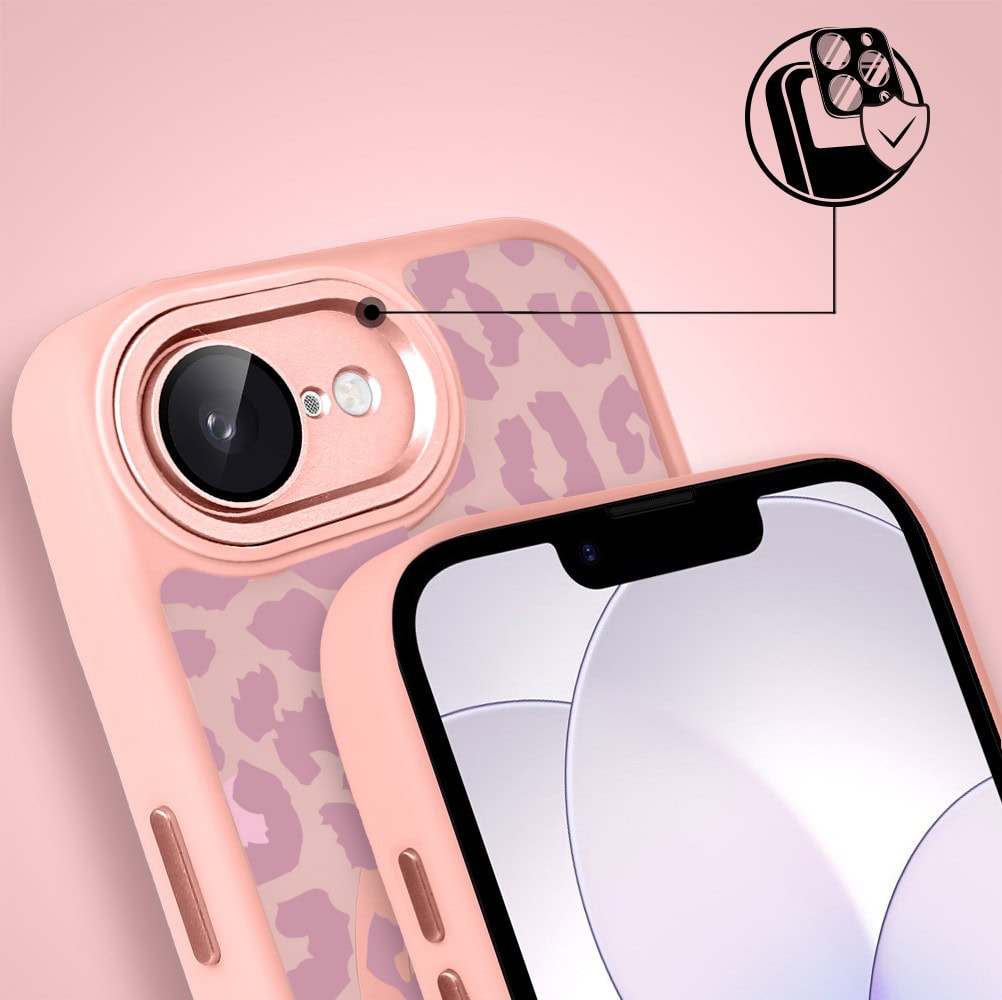 Etui do iPhone 17e Color Flush z MagSafe, z osłoną aparatu, subtelna panterka, różowe (4)