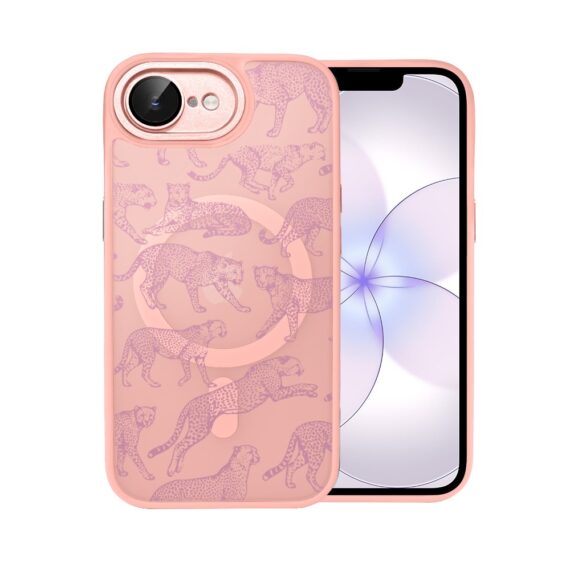 Etui do iPhone 17e Color Flush z MagSafe, z osłoną aparatu, wesołe gepardy, różowe (8)
