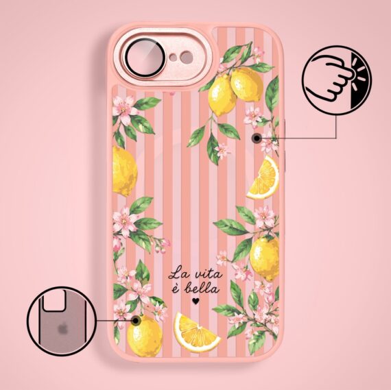 Etui do iPhone 17e Color Flush z MagSafe, z osłoną aparatu, włoskie limone, różowe (2)