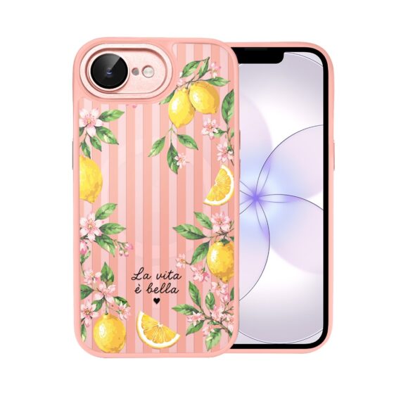 Etui do iPhone 17e Color Flush z MagSafe, z osłoną aparatu, włoskie limone, różowe (3)