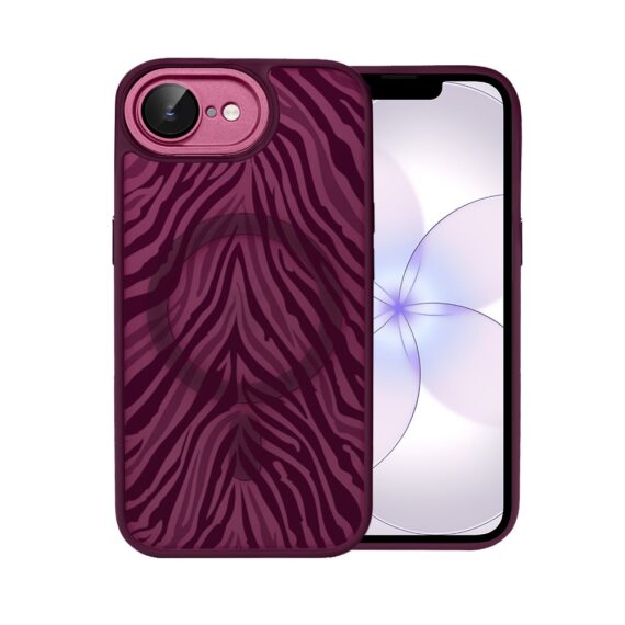 Etui do iPhone 17e, Color Flush z Magsafe, z osłoną aparatu, hipnotyczna zebra, wiśniowe (2)