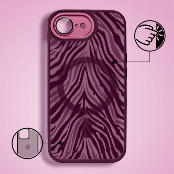 Etui do iPhone 17e, Color Flush z Magsafe, z osłoną aparatu, hipnotyczna zebra, wiśniowe (3)