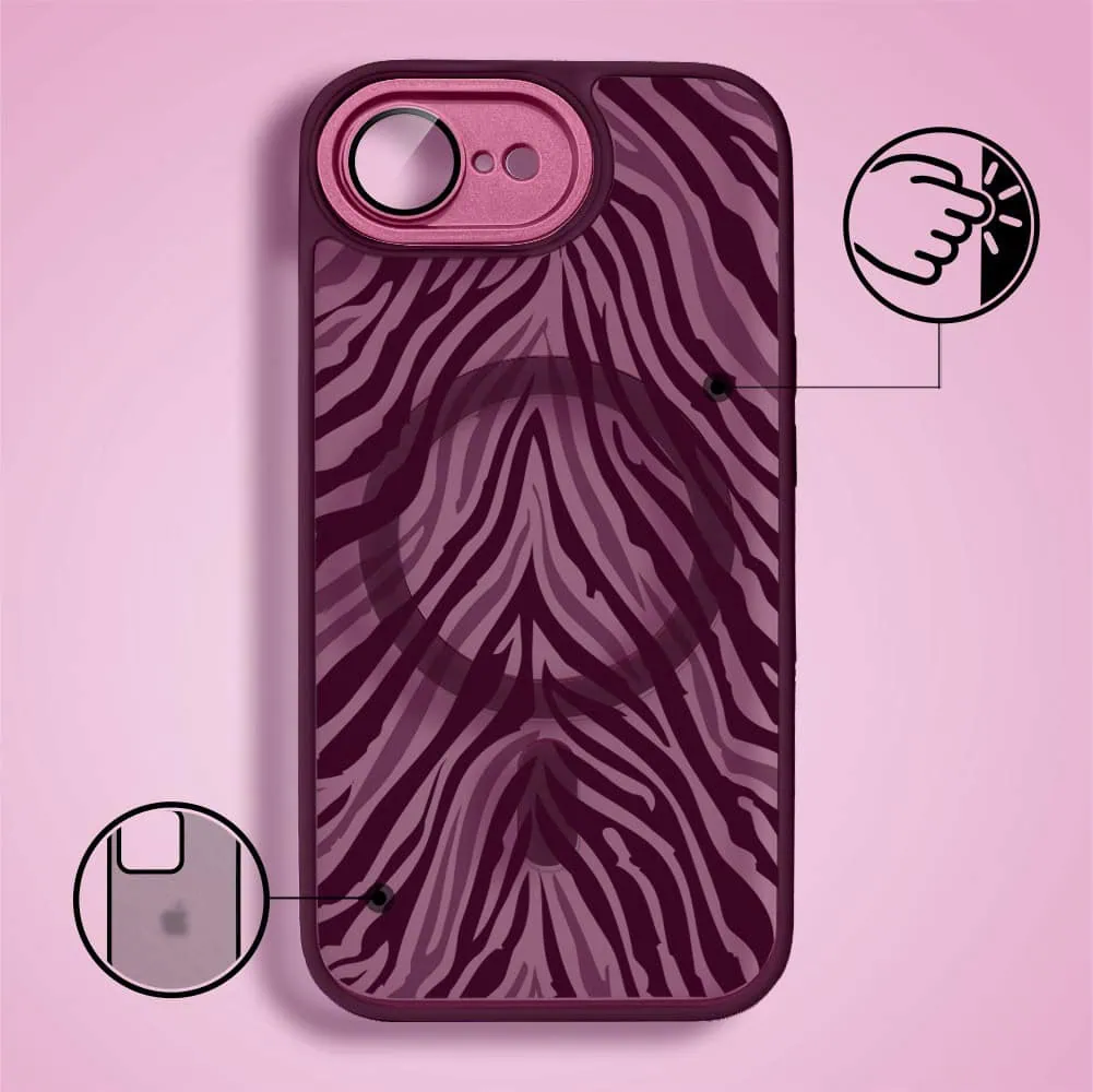Etui do iPhone 17e, Color Flush z Magsafe, z osłoną aparatu, hipnotyczna zebra, wiśniowe (3)