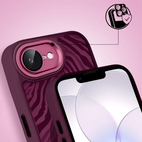 Etui do iPhone 17e, Color Flush z Magsafe, z osłoną aparatu, hipnotyczna zebra, wiśniowe (6)