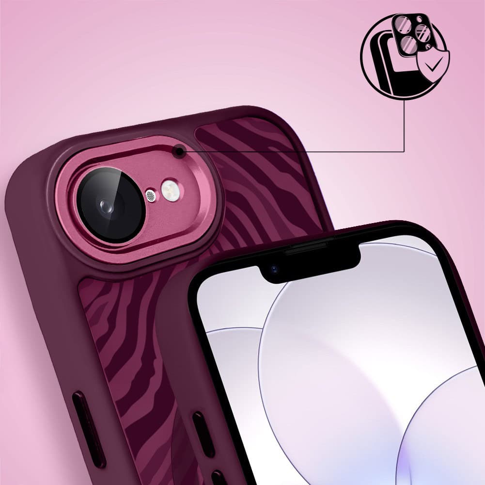 Etui do iPhone 17e, Color Flush z Magsafe, z osłoną aparatu, hipnotyczna zebra, wiśniowe (6)