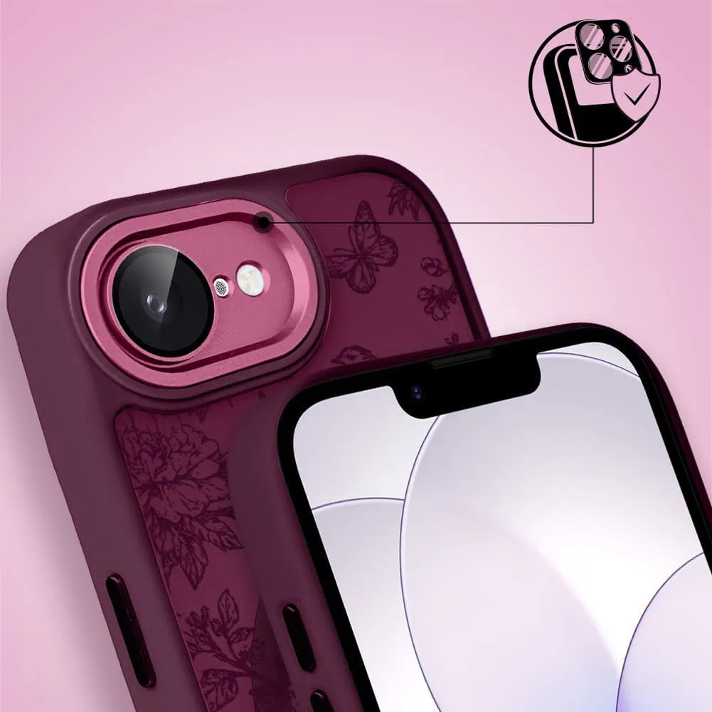 Etui do iPhone 17e, Color Flush z Magsafe, z osłoną aparatu, nocna botanika, wiśniowe (1)