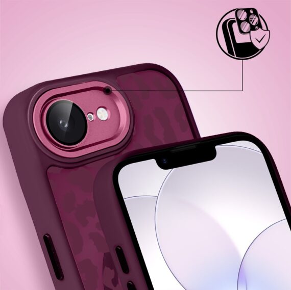Etui do iPhone 17e, Color Flush z Magsafe, z osłoną aparatu, subtelna panterka, wiśniowe (2)