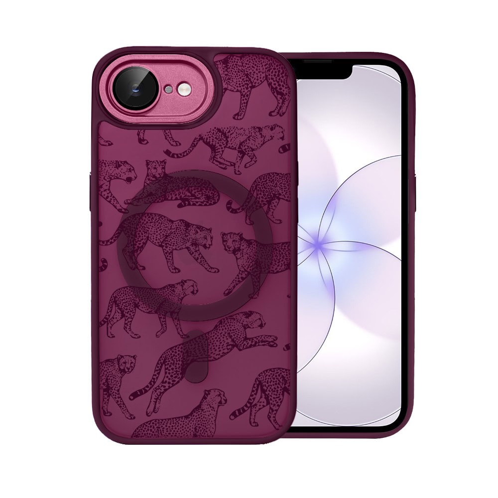 Etui do iPhone 17e, Color Flush z Magsafe, z osłoną aparatu, wesołe gepardy, wiśniowe
