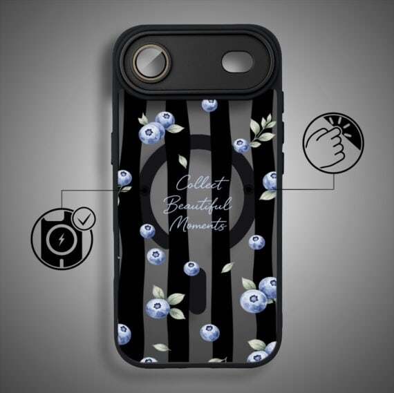 Etui do iPhone Air Color Flush z MagSafe, z osłoną aparatu, borówkowy rytm, czarne (7)