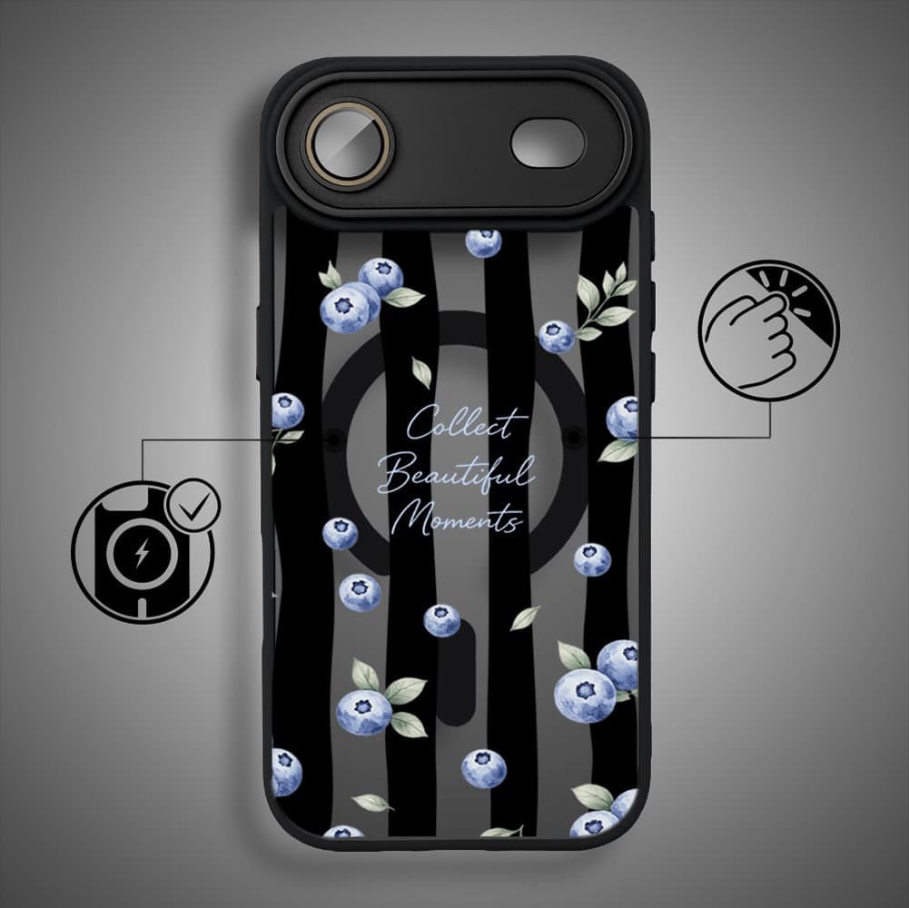 Etui do iPhone Air Color Flush z MagSafe, z osłoną aparatu, borówkowy rytm, czarne (7)