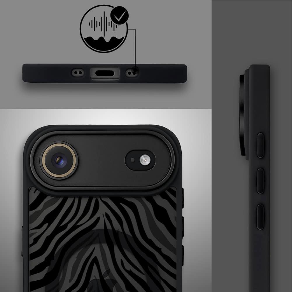 Etui do iPhone Air Color Flush z MagSafe, z osłoną aparatu, hipnotyczna zebra, czarne (4)